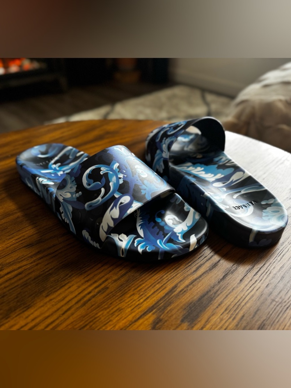 Versace Blue Baroccoflage Slides US 10 / EU 43